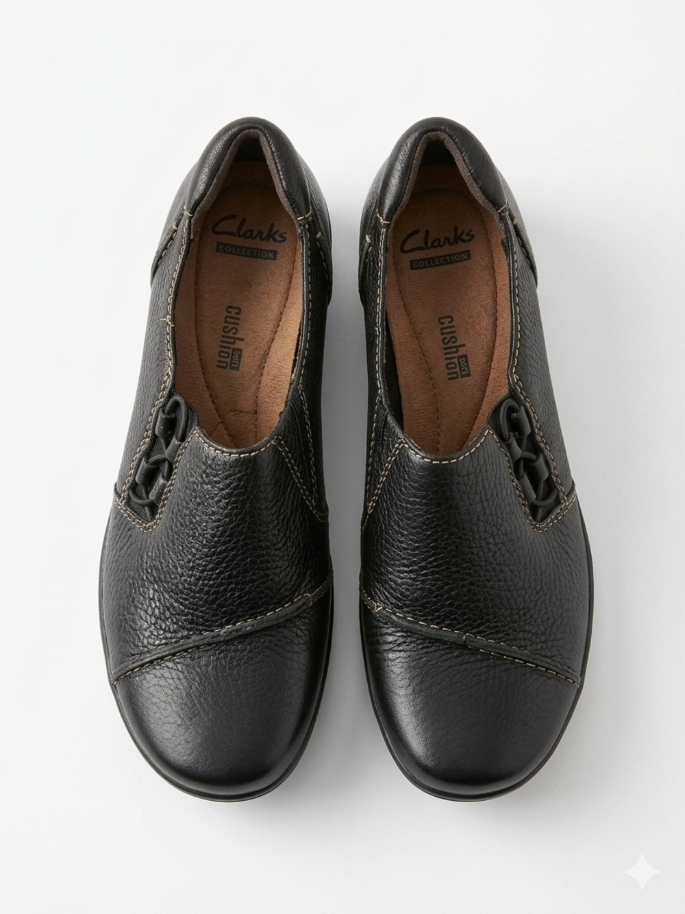 Clarks Black Leather Slip-On Comfort Shoes